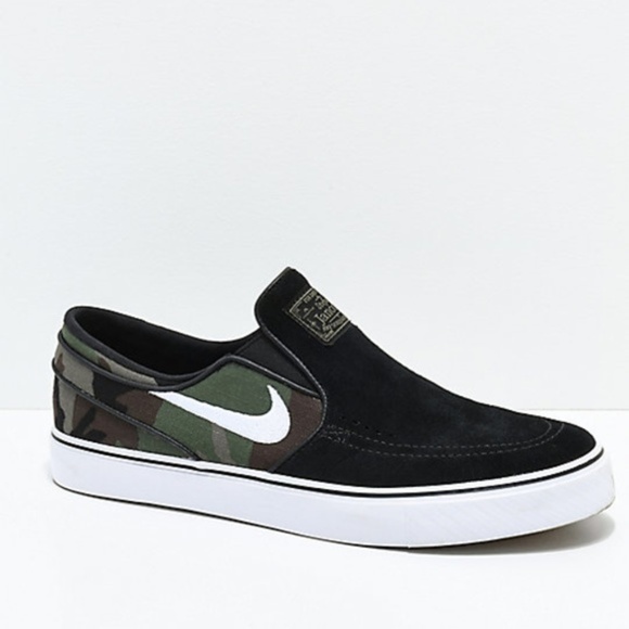 Nike Other - Nike SB Janoski Black & Camo Slip-On Skate Shoes
